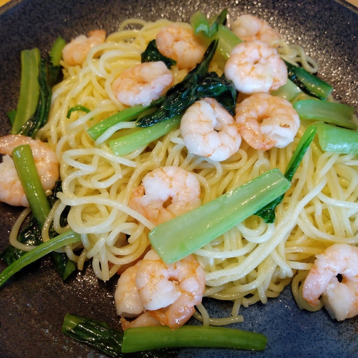 海老と青菜の塩焼きそば